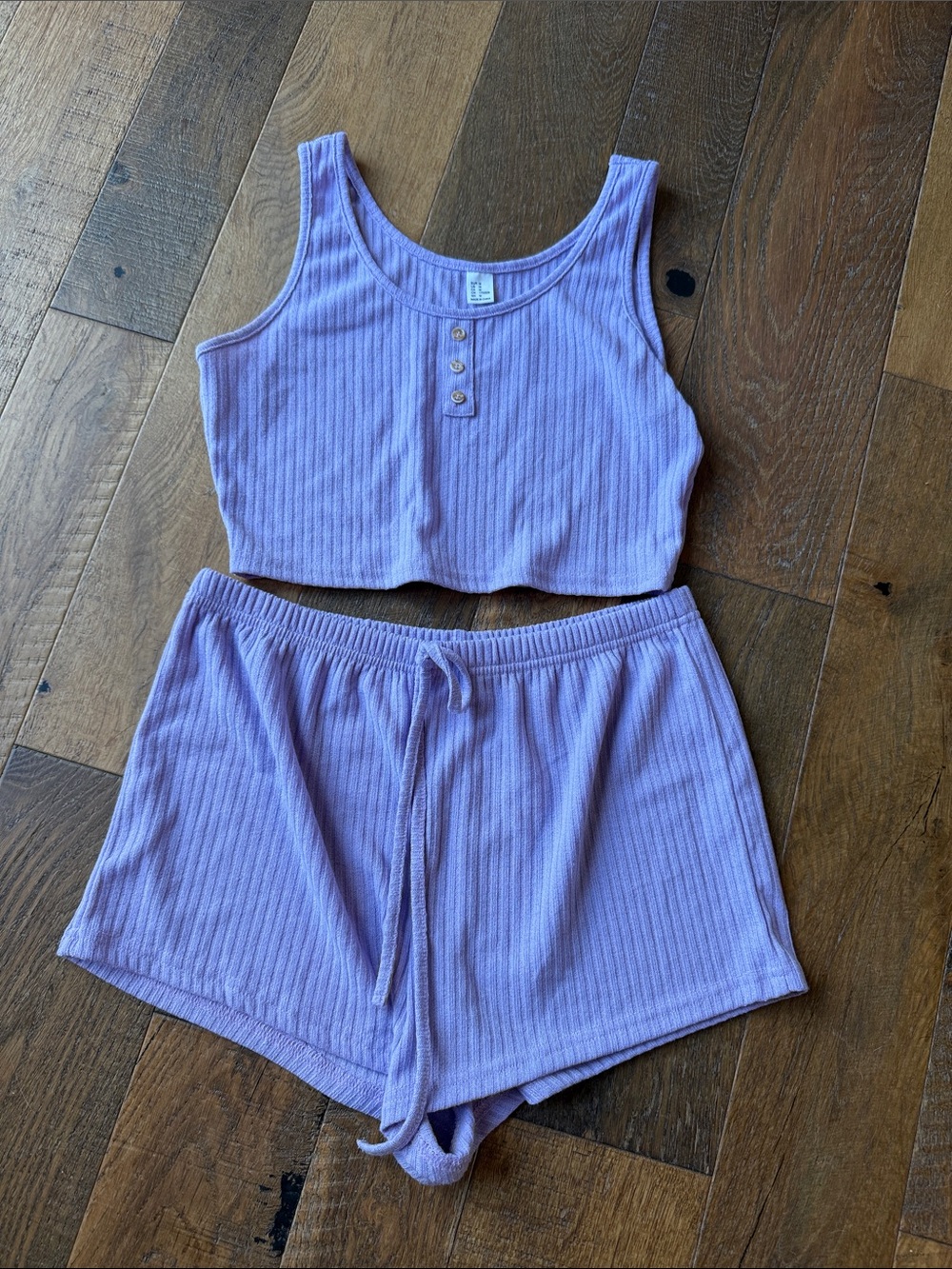 Ribbed Lavender Crop Tank & Shorts Sleep Set